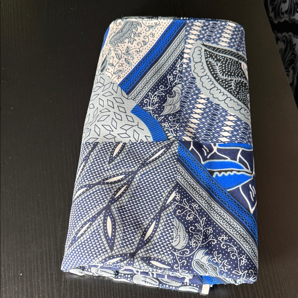 6yds Blue and Gray African Patterned Fabric